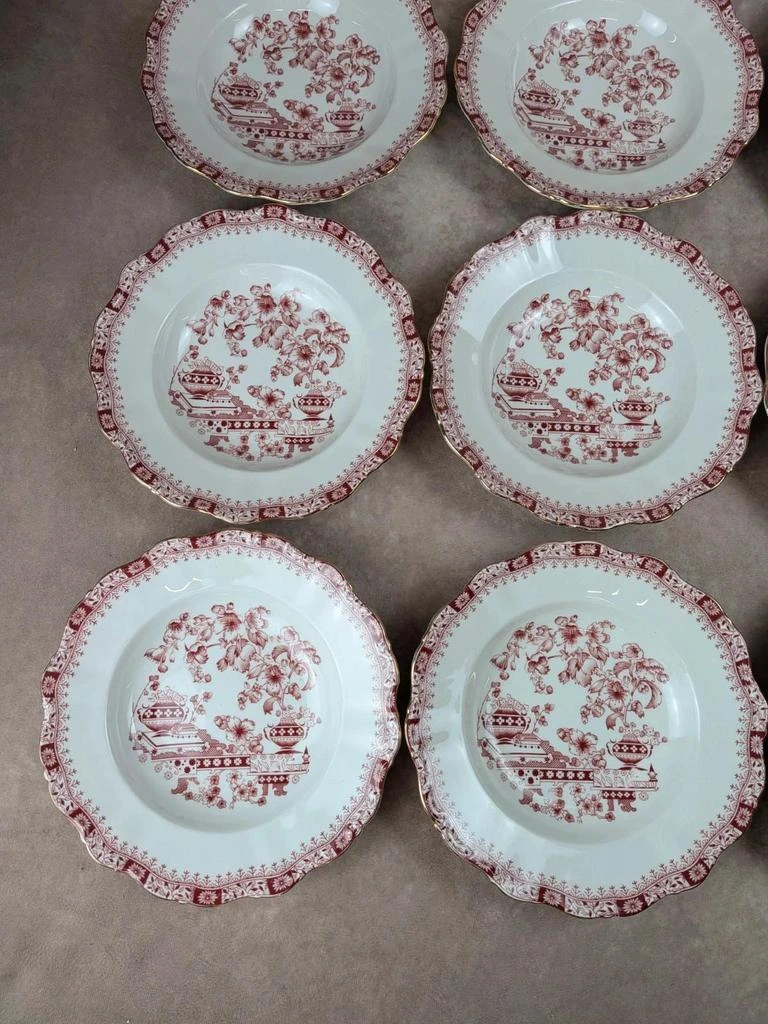 Conjunto de 12 pratos fundos Seltmann Weiden Bavaria Theresia vermelho – photo 3